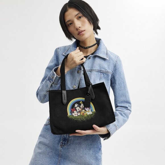 Disney X Coach Tote 30 In 100 Percent Recycled Canvas With Mickey Mouse Friends - Picture 3 of 5